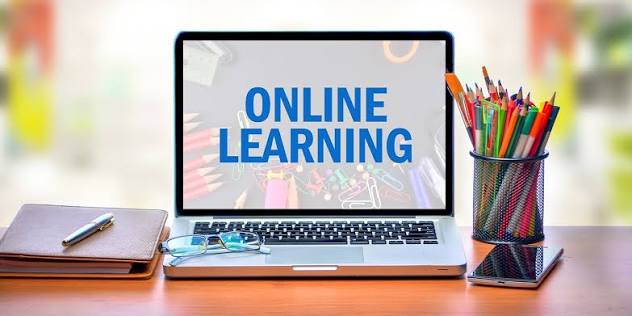 Students participating in online learning using digital devices