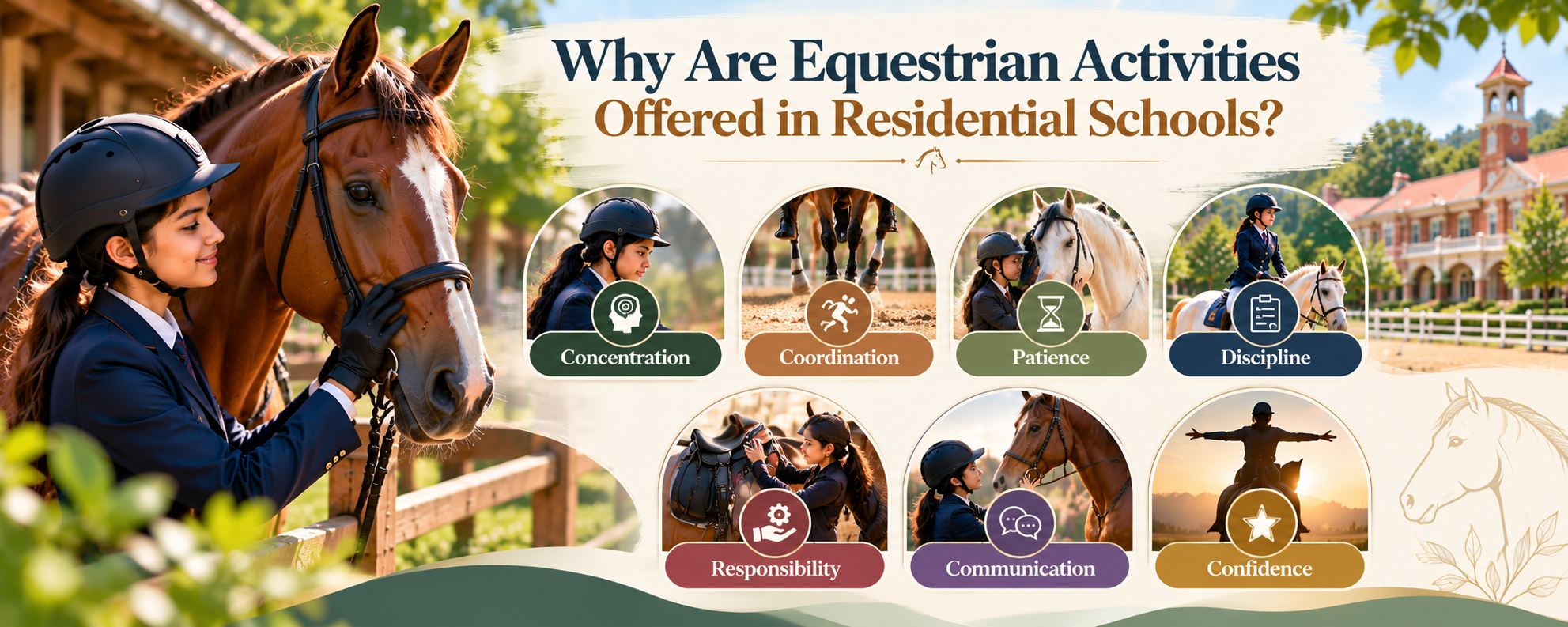 Why equestrian activities are offered in residential schools