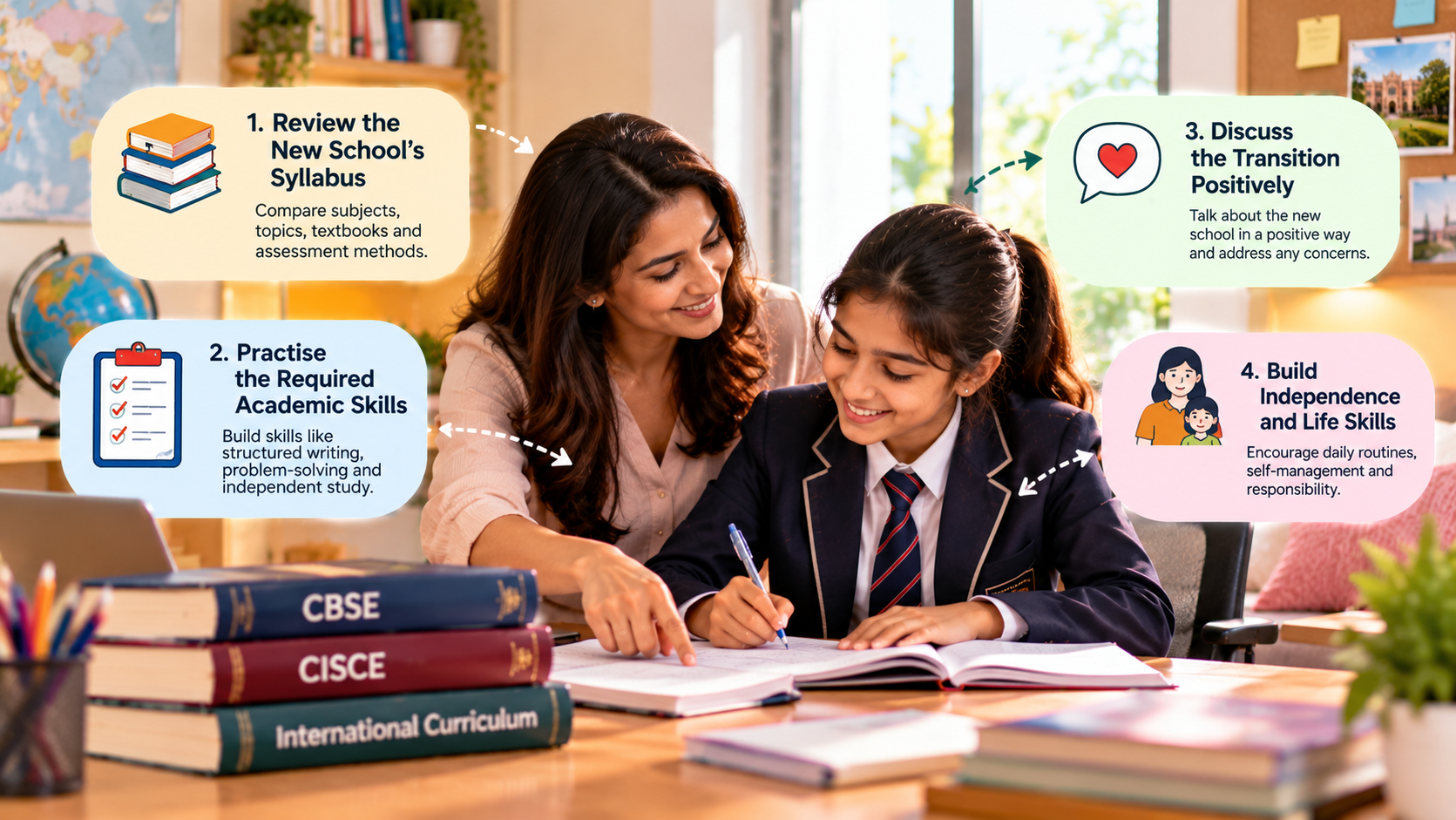 Curriculum transition for NRI students through parent preparation before boarding school admission