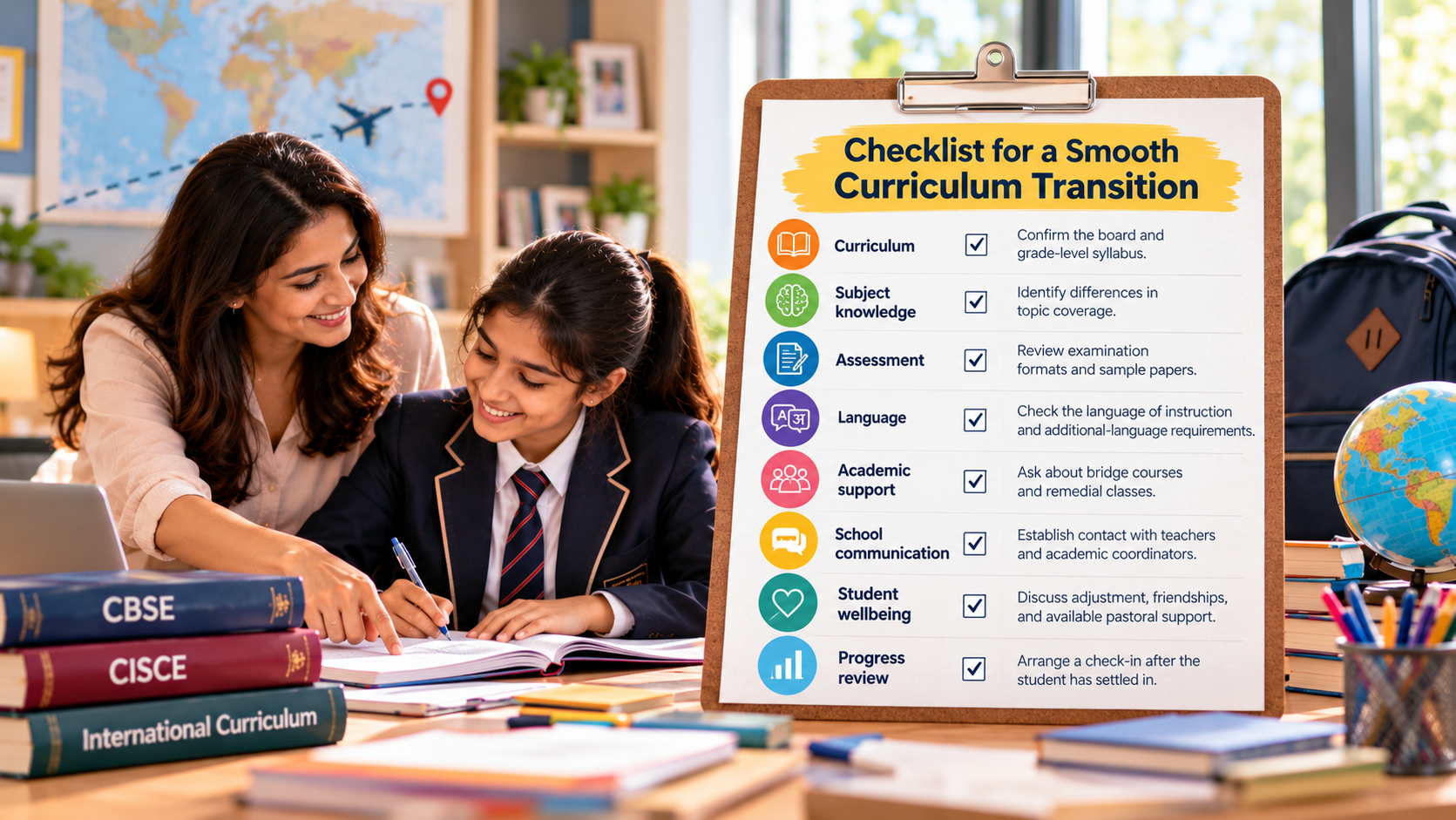 Curriculum transition checklist for NRI students moving to boarding schools in India